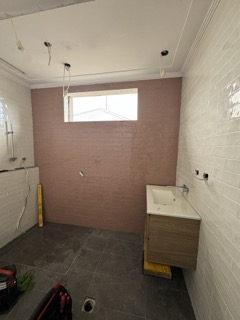 Tile alignment and recessed niche rough-in.
